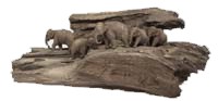 Elefantengruppe mit 7 Elefanten, dunkel